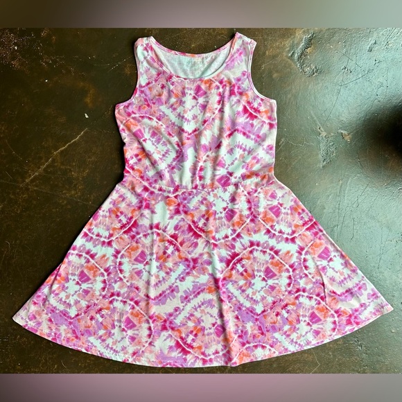 The Children's Place Pink and White A-Line Sundress Scoop Neck (877) - Picture 1 of 8